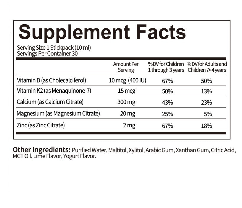 Liquid Super Cal-Mag-Zinc Plus D3 & K2 (30 Stickpacks)